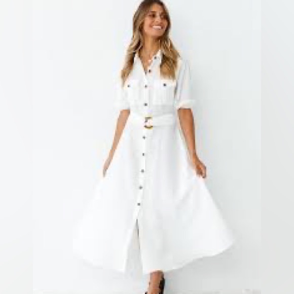 Zara Dresses & Skirts - Zara stunning button down white long dress with belt